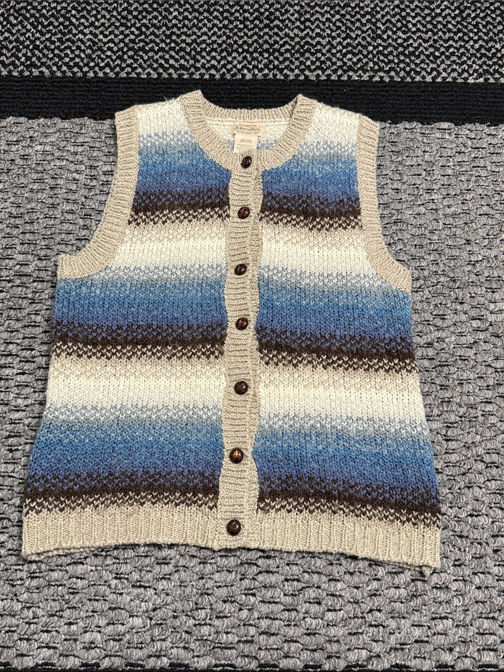 Vintage St John’s Bay Fair Isle Button Front Sweater Vest Womens Sz M Wool Blend